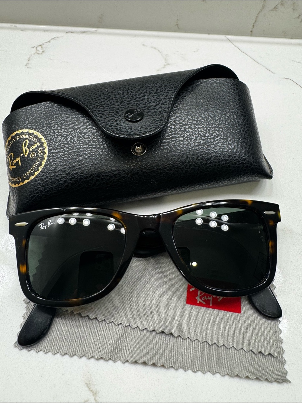 Ray-Ban Tortoiseshell Frame Sunglasses with Black Lenses